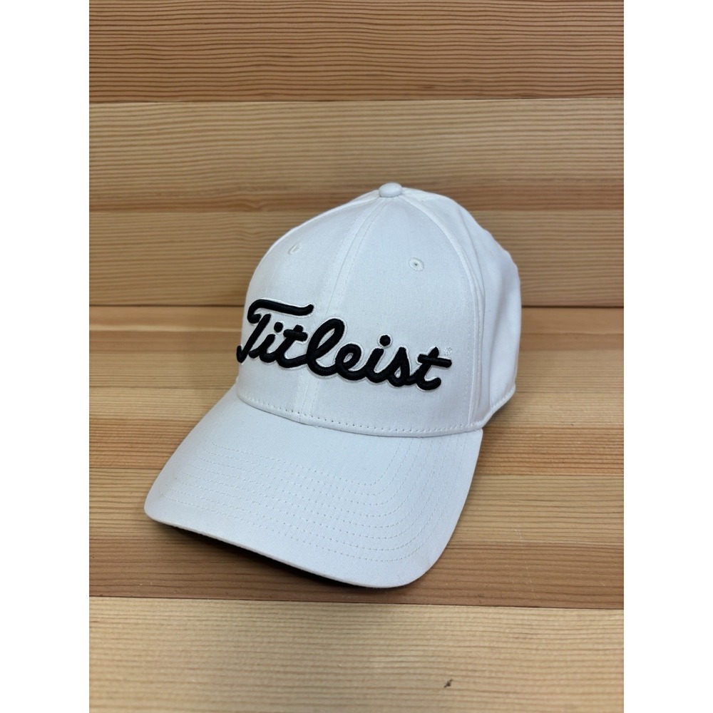 Titleist Mens Golf White Fitted Cap Hat Stretch Size S/M